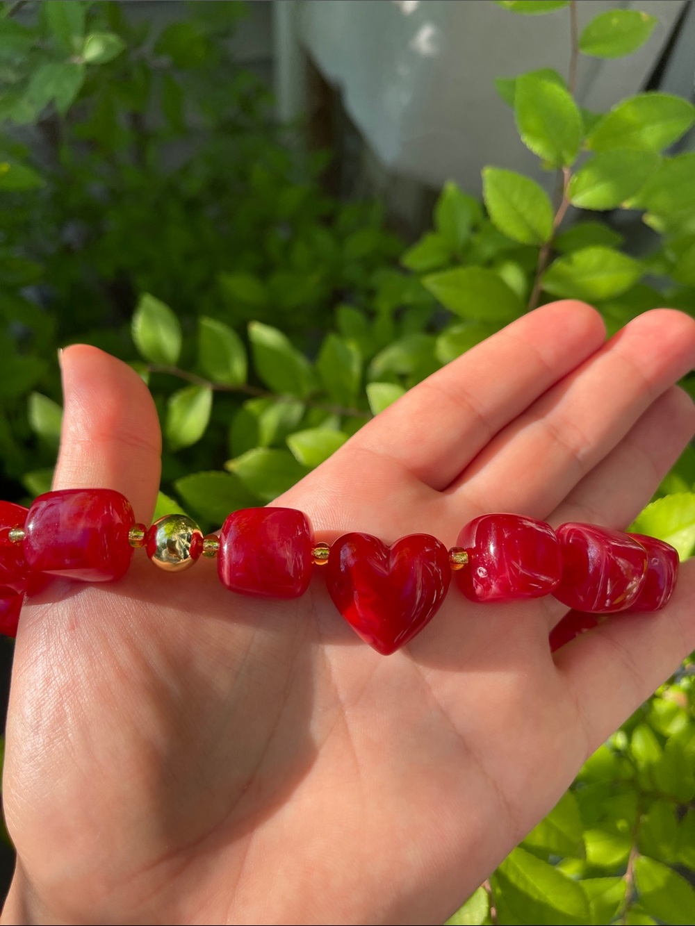 NEW! Trendy Red Heart Beaded Necklace 🍷 B1-69 - Picture 7 of 7